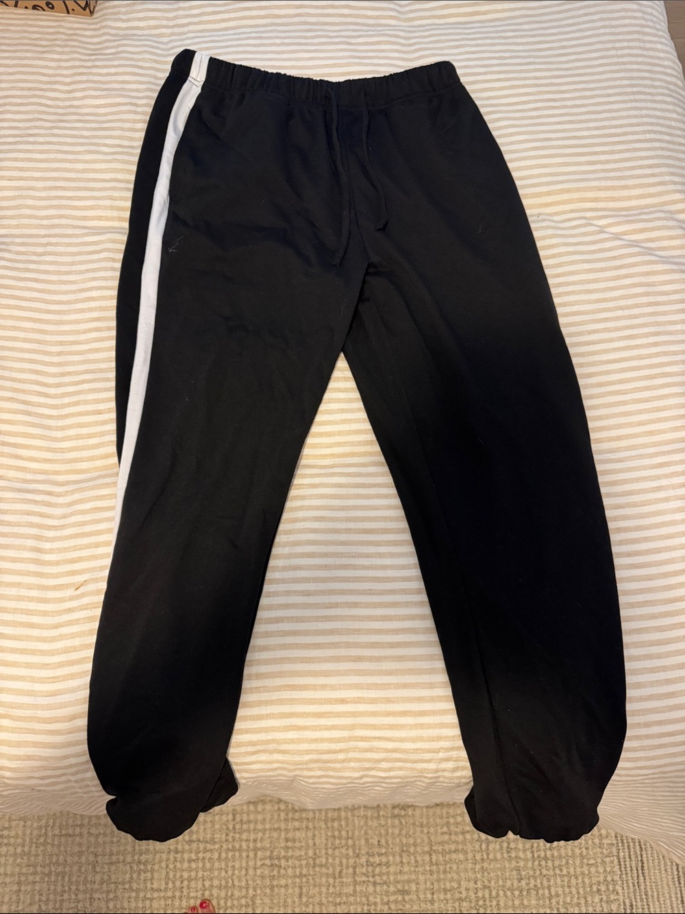 Amazon Black Track Joggers with White Side Stripe